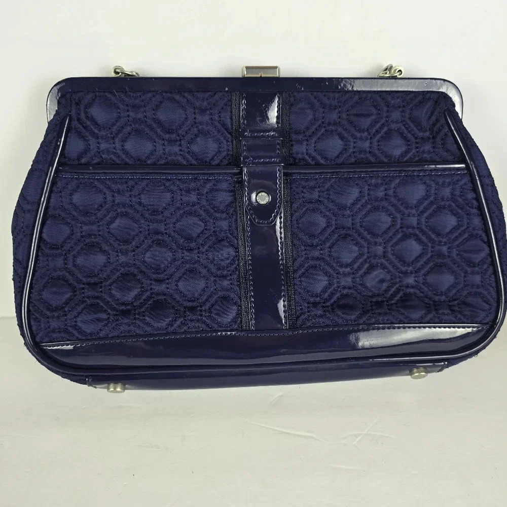 Vera Bradley Navy Blue Short Chain Handle Quilted Handbag - Picture 2 of 15